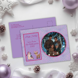 Charming Lilac Family Foto Holiday Postcard Feiertagspostkarte