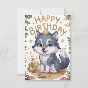 Charming Lovely Wolf Digital Geburtstag Karte
