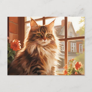 Charming Maine Coon Cat Postkarte