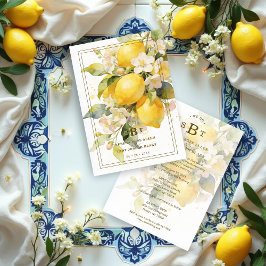 Charming Mediterranean Botanical Floral Lemons Einladung