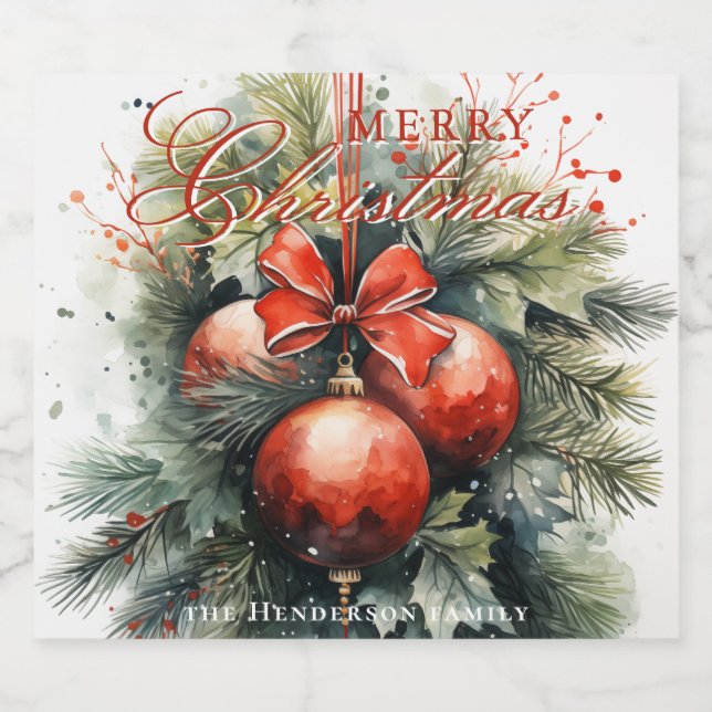 Charming Modern Watercolor Weihnachten Mistletoe (Einzelnes Label)