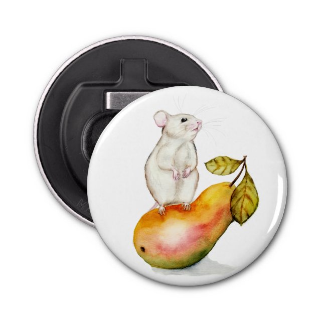 Charming Mouse on a Pear Flaschenöffner (Vorderseite)