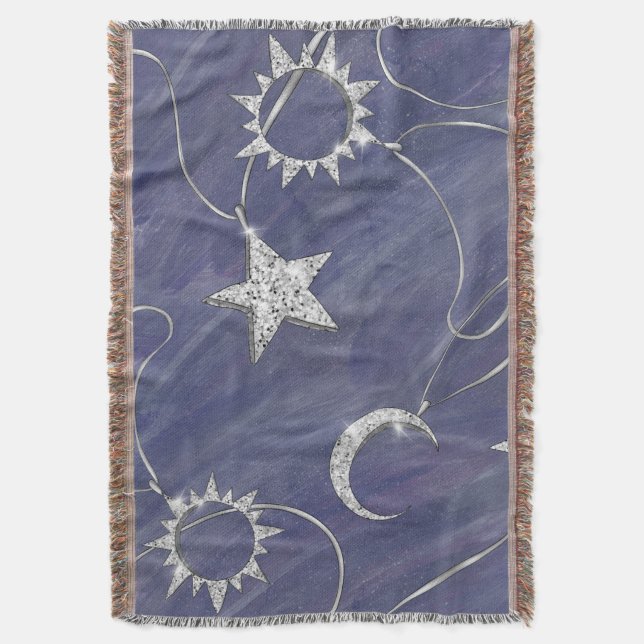 Charming Mystique Silver Moon | Stars Sun Amulet Decke (Vorderseite Vertikal)