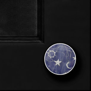 Charming Mystique Silver Moon   Stars Sun Amulet Keramikknauf
