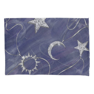 Charming Mystique Silver Moon   Stars Sun Amulet Kissenbezug