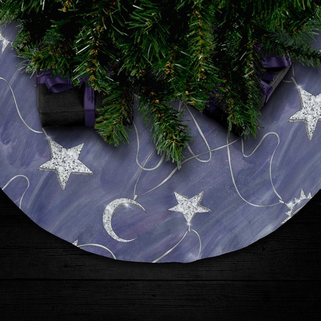 Charming Mystique Silver Moon | Stars Sun Amulet Polyester Weihnachtsbaumdecke (Von Creator hochgeladen)