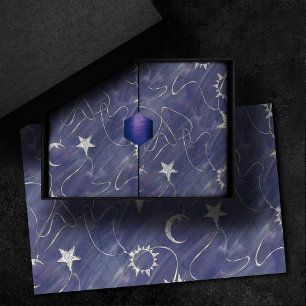 Charming Mystique Silver Moon   Stars Sun Amulet Seidenpapier