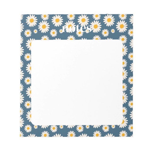 Charming Navy und White Daisy Muster Notizblock (Vorderseite)