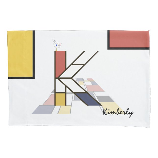 Charming Neoplasticism Art Monogram. Buchstabe K Kissenbezug (Vorderseite)