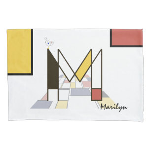 Charming Neoplasticism Art Monogram. Buchstabe M Kissenbezug