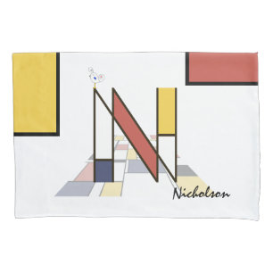 Charming Neoplasticism Art Monogram. Buchstabe N Kissenbezug