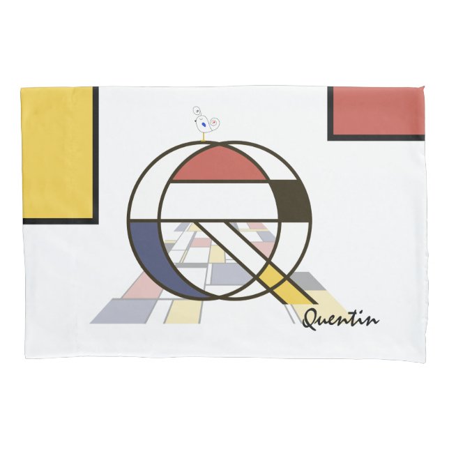 Charming Neoplasticism Art Monogram. Buchstabe Q Kissenbezug (Vorderseite)
