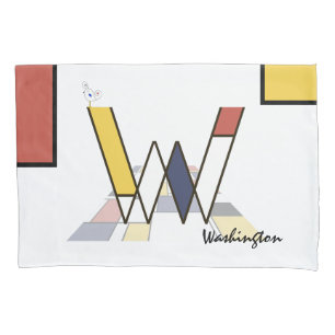 Charming Neoplasticism Art Monogram. Buchstabe W Kissenbezug