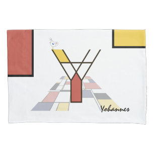 Charming Neoplasticism Art Monogram. Buchstabe Y Kissenbezug