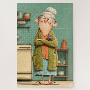 Charming Oma und ihre Katze Puzzle