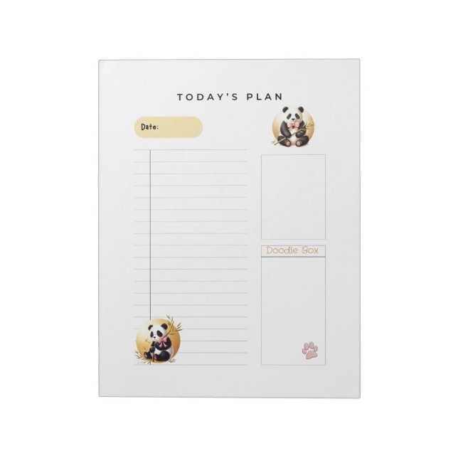 Charming Panda Bears Daily Plans Notepad Notizblock (Rotiert)