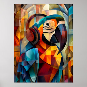 Charming Parrot - Kubistischer DJ des Dschungels Poster