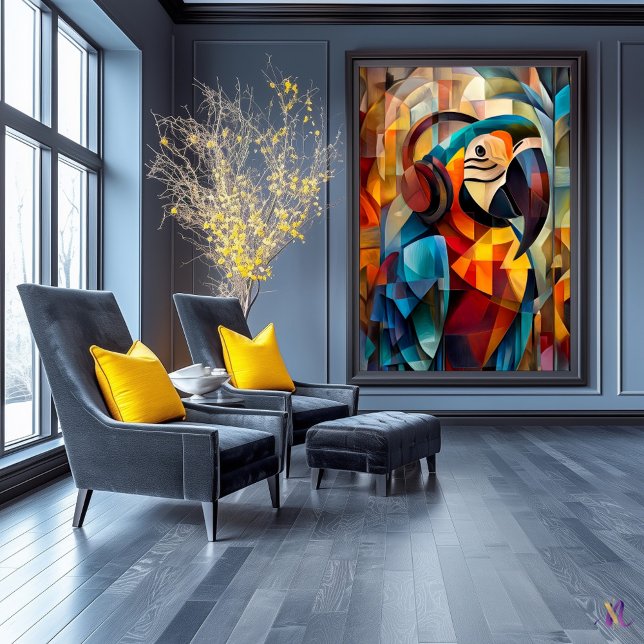 Charming Parrot - Kubistischer DJ des Dschungels Poster (Von Creator hochgeladen)