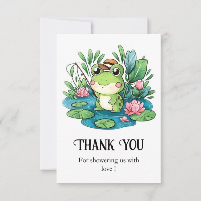 Charming Pastel Frog Baby Dusche Dankeskarte (Vorderseite)
