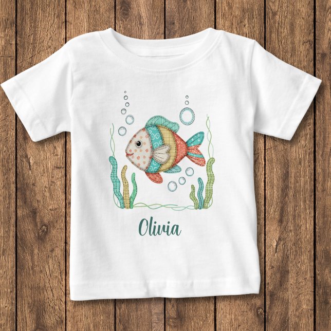 Charming-Patchwork-Fisch Baby T-shirt (Von Creator hochgeladen)