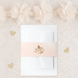 Charming Peach Floral Bouquet Wedding Einladungsbanderole
