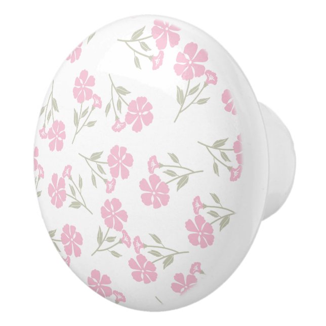 Charming Pink Floral Pattern Ceramic Knob for Deco Keramikknauf (Rechts)