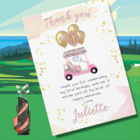 Charming Pink Glam Golf Cart Danke Karte