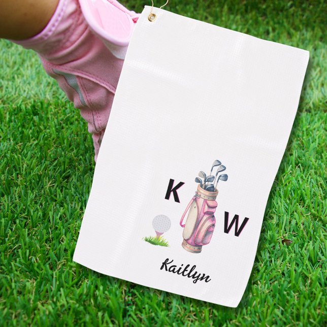 Charming Pink Golf Bag Personalized Monogrammed  Golfhandtuch (Von Creator hochgeladen)