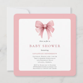 Charming Pink Ribbon Bow Girl Baby Dusche Einladung