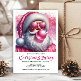 Charming Pink Santa Bubble Gum Funny Christmas Einladung