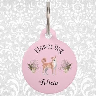 Charming Pink Wedding Blume Hund Shibu Inu Haustiermarke