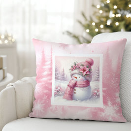 Charming Pinkmas Winter Forest Kids Holiday Pillow Kissen