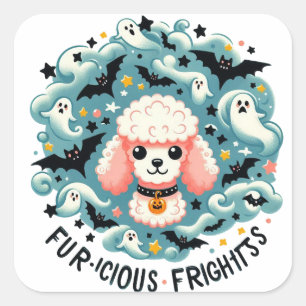 Charming Poodle Frights: Ein verdammter Spaß auf d Quadratischer Aufkleber