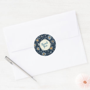 Charming Poppy Blumengrün Danke Runder Aufkleber