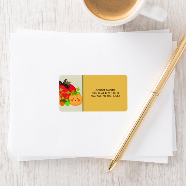 Charming Pumpkin & Acorn Halloween Bridal Adressaufkleber (Insitu)