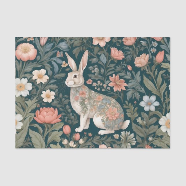 Charming Rabbit William Morris Inspirierte floral Seidenpapier (Vorderseite)