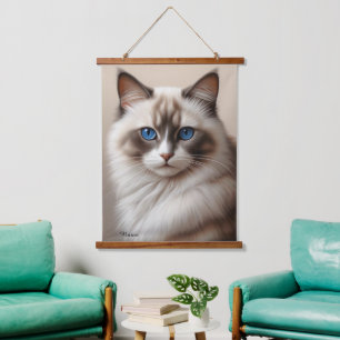 Charming Ragdoll Cat Art Pater Lover Wandteppich Mit Holzrahmen