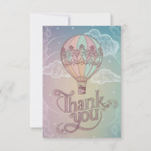 Charming Rainbow Hot Air Ballon Dankeskarte
