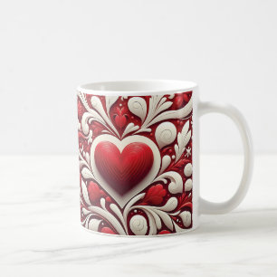 Charming Rea White Hearts Floral Valentinstag Kaffeetasse