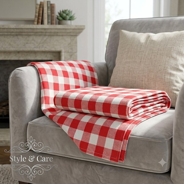 Charming Red Gingham Karo Pattern Fleecedecke (Charming Red Gingham Check Pattern Fleece Blanket)