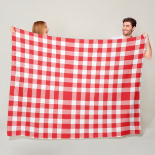 Charming Red Gingham Karo Pattern Fleecedecke