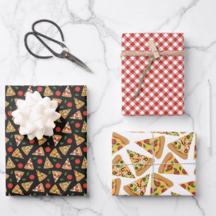 Charming Red Gingham Pizza Patterns Geschenkpapier Set