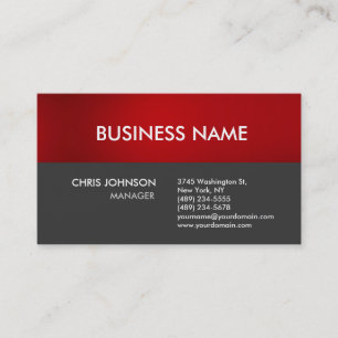 Charming Red Grau Schlicht Modern Business Card Visitenkarte