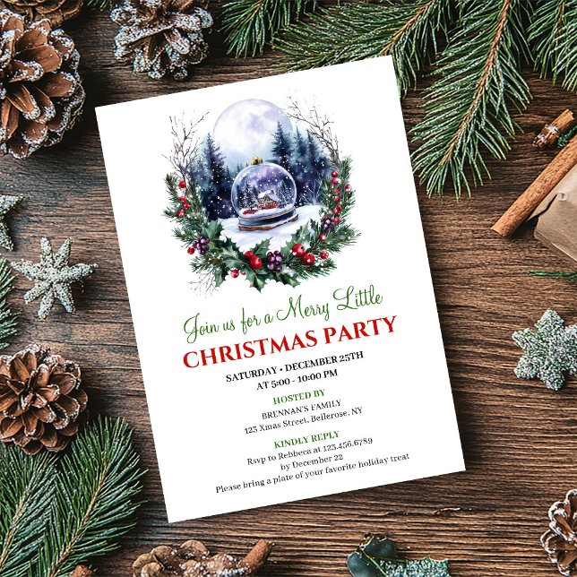 Charming Red Green Holiday Scene Invitation Card Einladung (Charming Red Green Holiday Scene Invitation Card)