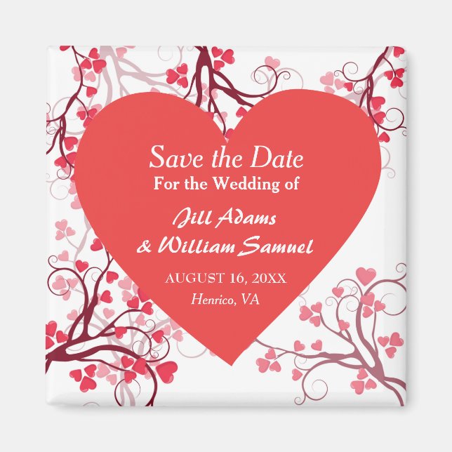 Charming Red Heart Save the Date Magnet (Vorne)