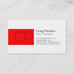 Charming Red Schwarz-weiß Monogram Business Card Visitenkarte