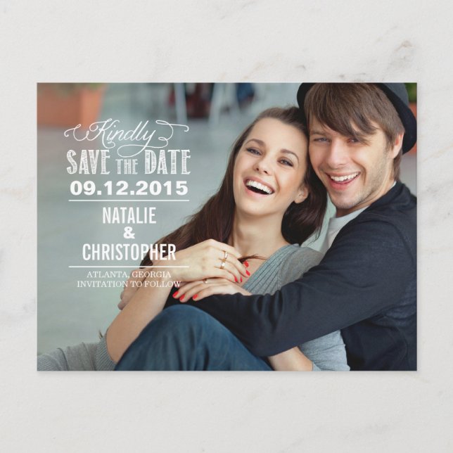 Charming Request Wedding Save the Date - White Ankündigungspostkarte (Vorderseite)