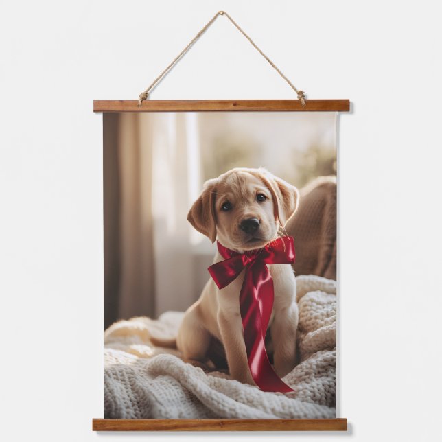 Charming Ribbon Labrador Wall Tapestes Wandteppich Mit Holzrahmen (Vorderseite)