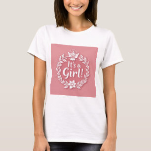 Charming Rosa Gender Reveal Logo für Mädchen T-Shirt