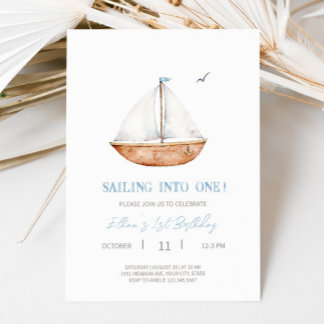Charming Rustic Sailboat Geburtstagsparty Einladun Einladung